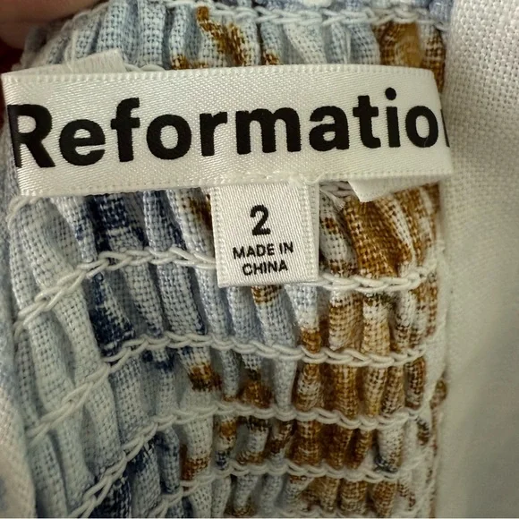 New REFORMATION Frankie Linen Dress in Reign Print NWT Wedding Women’s Size 2